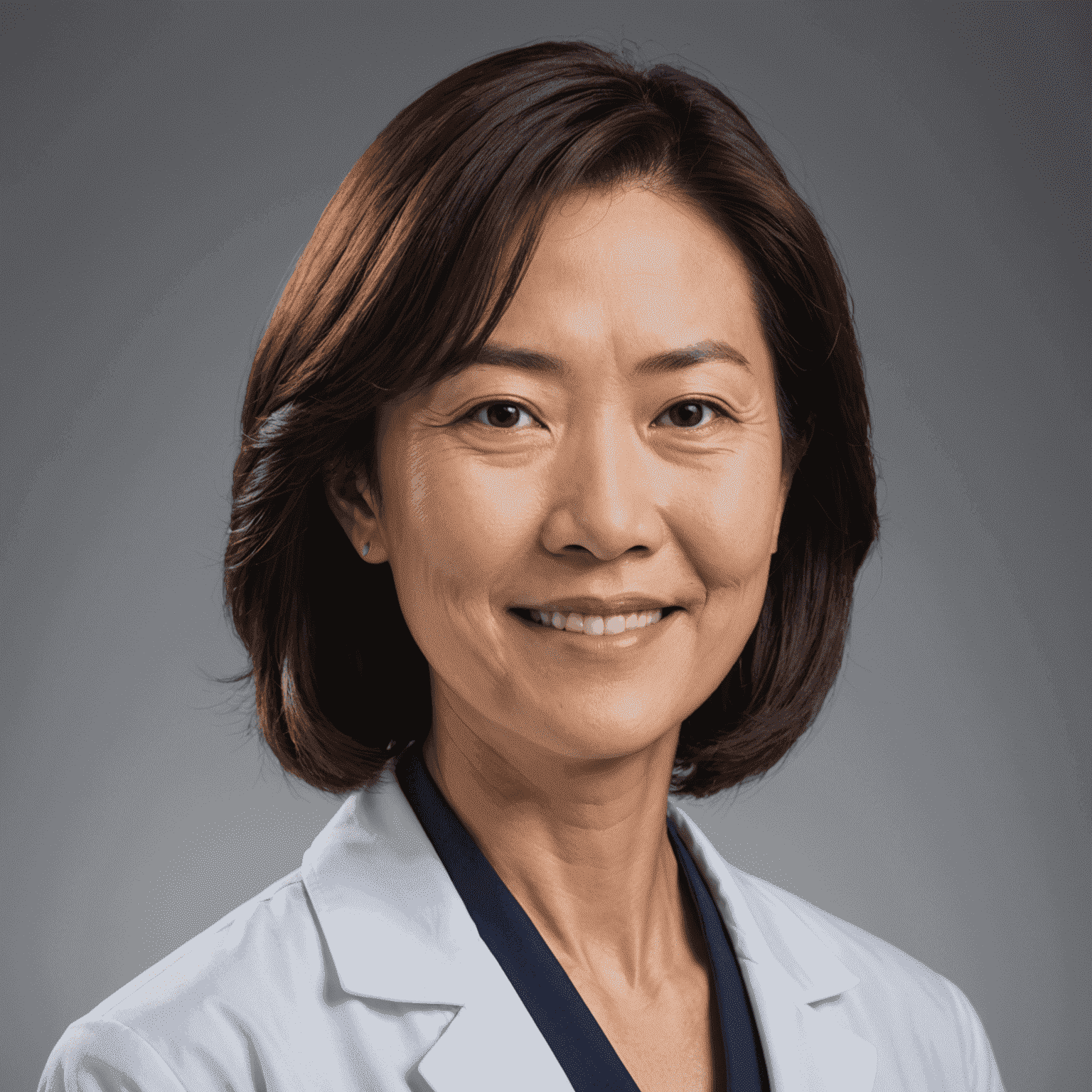 A professional headshot of Dr. Yuki Tanaka, a middle-aged Japanese woman with a warm smile, wearing a white lab coat